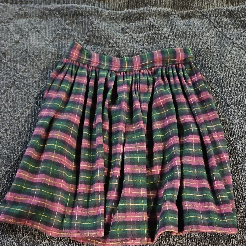 Plaid Women's Skirt - Green and purple